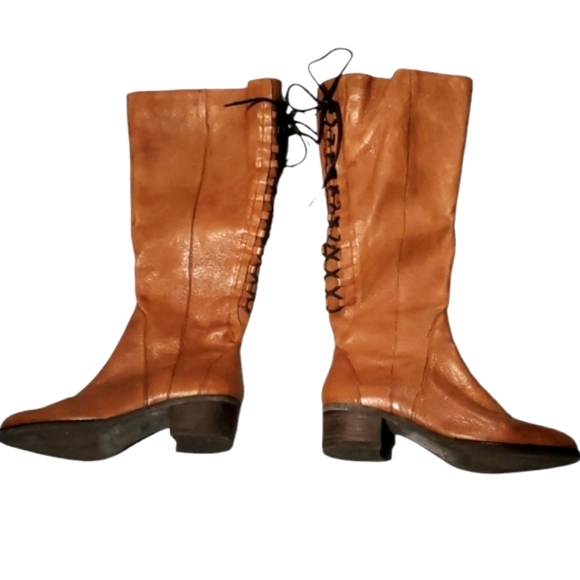 Steve Madden Lace up Back Leather Boots 9.5M - Picture 1 of 8